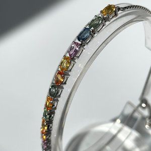 Multi Color Sapphire Bracelet -- Bolo Style